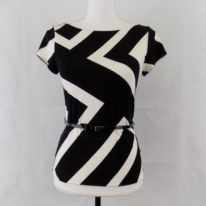 WHBM Belted Short Sleeve Scoop Back Zig Zag